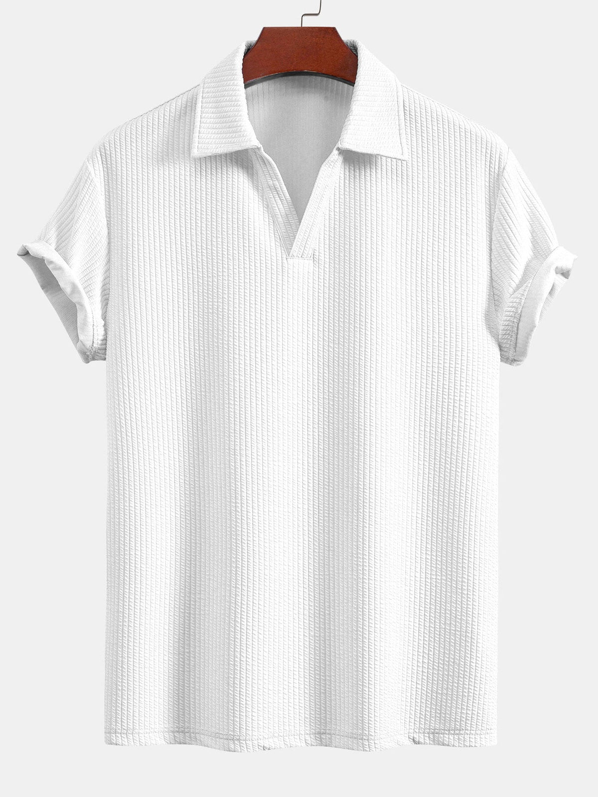 Textured V-Neck Polo & Trousers Set – photo 10